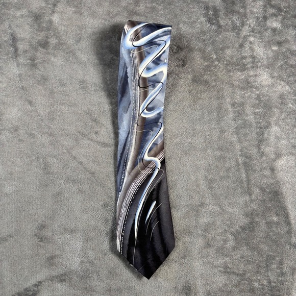 Jerry Garcia Other - Jerry Garcia Wetlands Collection 63 Silk Necktie Abstract Blue Black Grey Tie